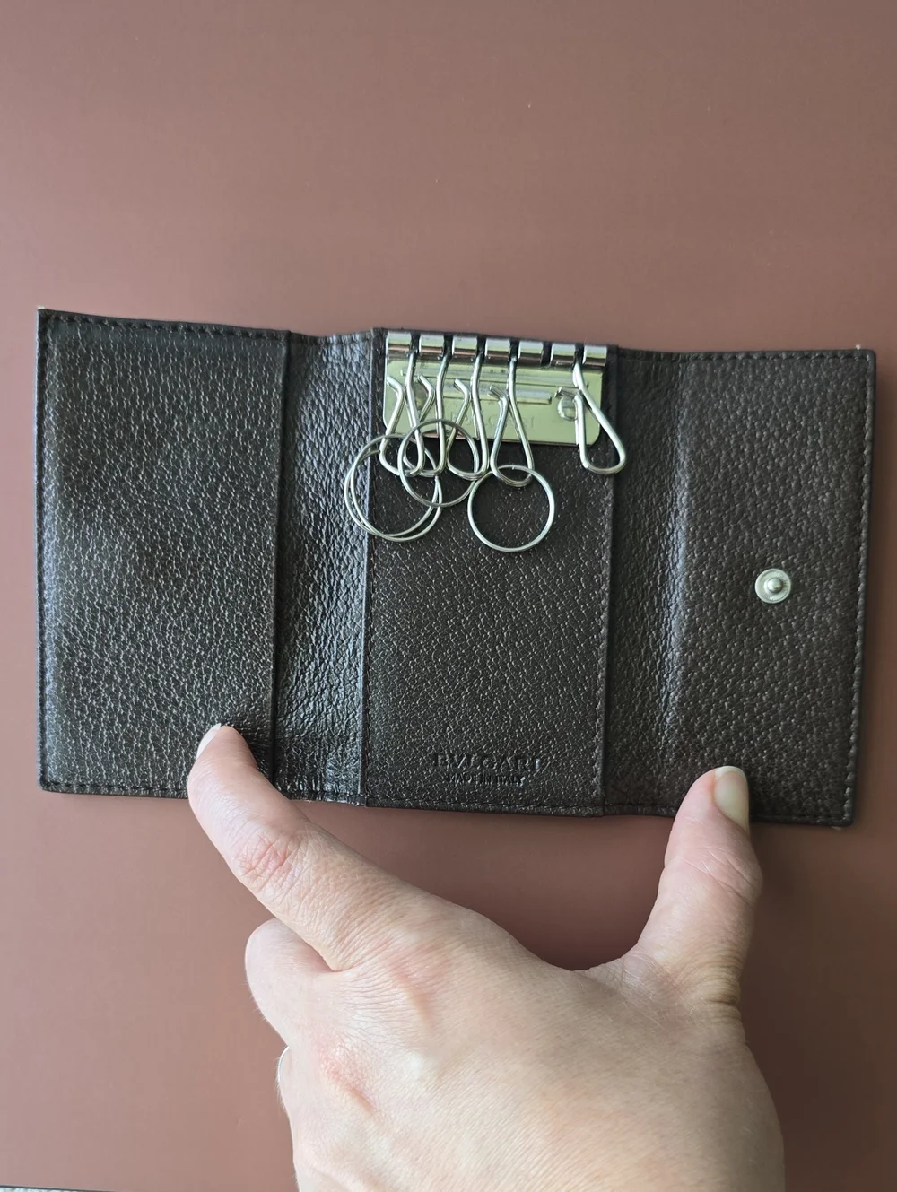 🔑BVLGARI Logo Mania Denim Canvas Beige 6 Key Holder